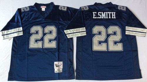 Mitchell Ness cowboys #22 Emmitt Smith blue Throwback Stitched NFL Jerseys