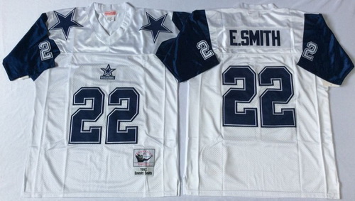 Mitchell Ness cowboys #22 Emmitt Smith white Throwback Stitched NFL Jersey