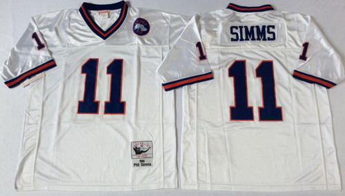 Mitchell Ness giants #11 Phil Simms white Throwback Stitched NFL Jerseys