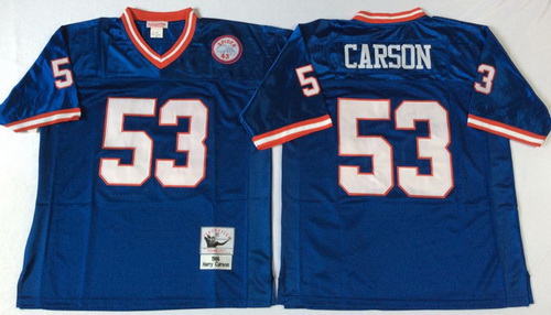 Mitchell Ness giants #53 harry carson blue Throwback Stitched NFL Jerseys