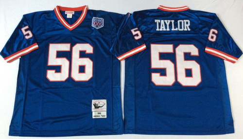 Mitchell Ness giants #56 Lawrence Taylor blue Throwback Stitched NFL Jerseys