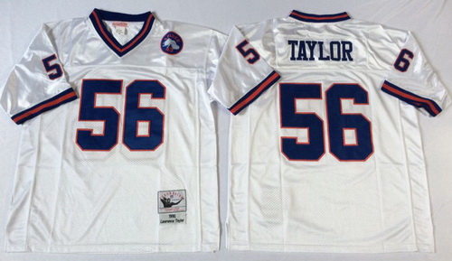 Mitchell Ness giants #56 Lawrence Taylor white Throwback Stitched NFL Jerseys