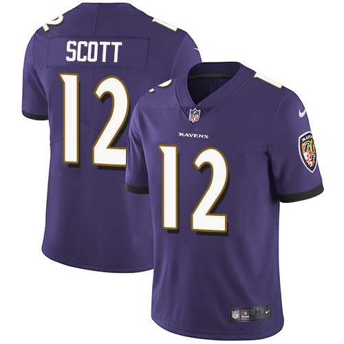 Nike Ravens 12 Jaleel Scott Purple Vapor Untouchable Limited Jersey