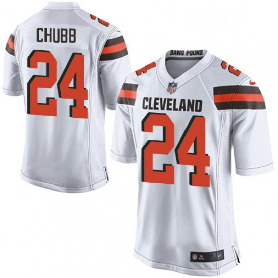 Mens Nike Cleveland Browns 24 Nick Chubb Game White NFL Jersey