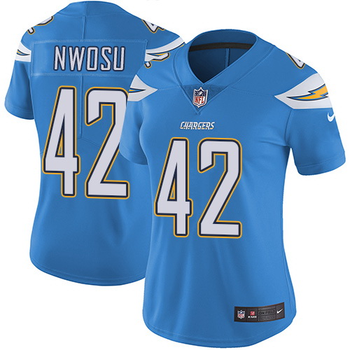 Nike Chargers #42 Uchenna Nwosu Electric Blue Alternate Womens Stitched NFL Vapor Untouchable Limite