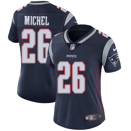 Nike Patriots #26 Sony Michel Navy Blue Team Color Womens Stitched NFL Vapor Untouchable Limited Jer