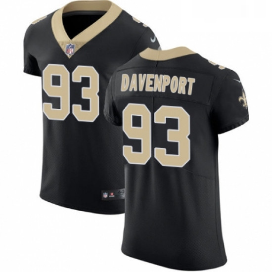 Mens Nike New Orleans Saints 93 Marcus Davenport Black Team Color Vapor Untouchable Elite Player NFL