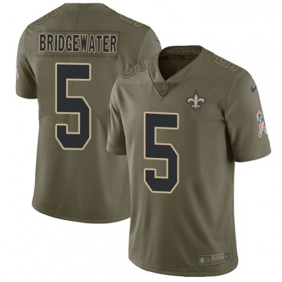 Youth Nike New Orleans Saints 5 Teddy Bridgewater Limited Olive 2017 Salute to Service NFL Jersey