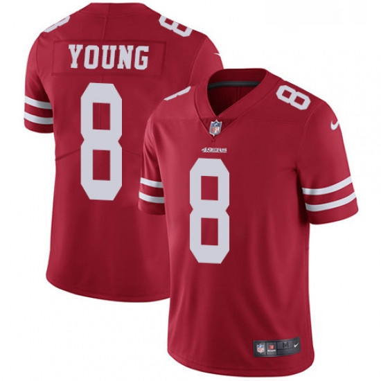 Mens Nike San Francisco 49ers 8 Steve Young Red Team Color Vapor Untouchable Limited Player NFL Jers