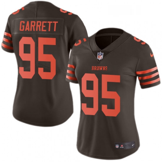 Womens Nike Cleveland Browns 95 Myles Garrett Limited Brown Rush Vapor Untouchable NFL Jersey