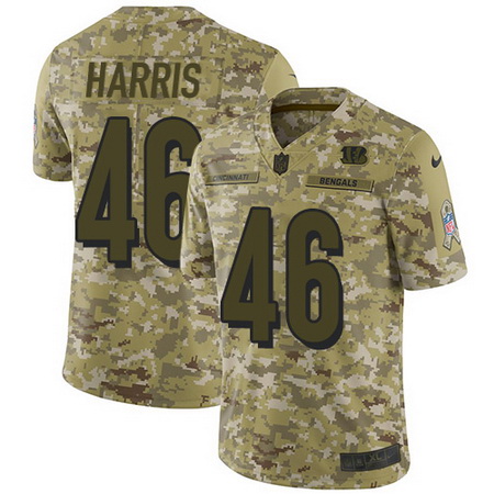 Nike Bengals #46 Clark Harris Camo Mens Stitched NFL Limited 2018 Salute To Service Jersey