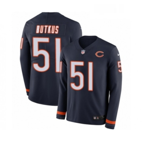 Mens Nike Chicago Bears 51 Dick Butkus Limited Navy Blue Therma 