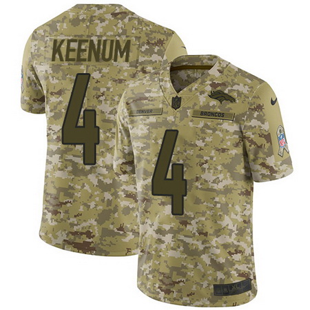 Nike Broncos #4 Case Keenum Camo Mens Stitched NFL Limited 2018 Salute To Service Jersey