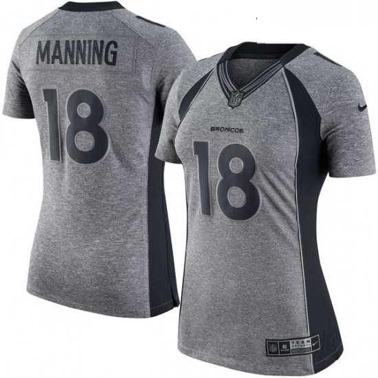 Womens Nike Denver Broncos 18 Peyton Manning Limited Gray Gridiron NFL Jersey