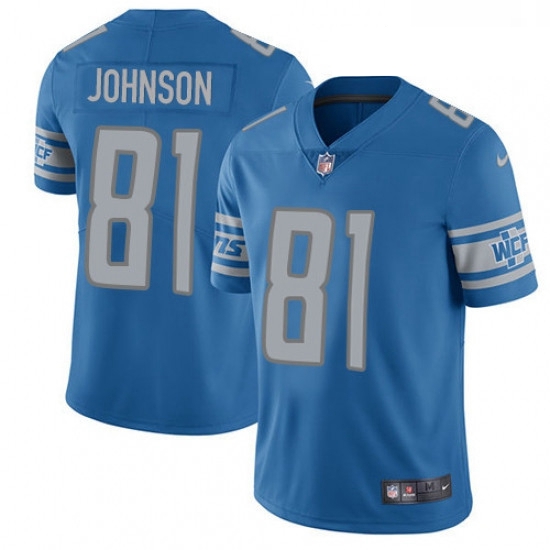 Youth Nike Detroit Lions 81 Calvin Johnson Limited Light Blue Team Color Vapor Untouchable NFL Jerse