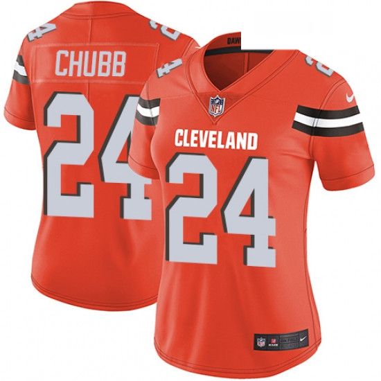 Womens Nike Cleveland Browns 24 Nick Chubb Orange Alternate Vapor Untouchable Limited Player NFL Jer