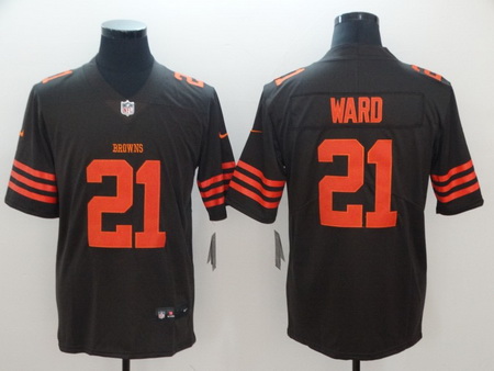 Nike Browns 21 T J Ward Brown Color Rush Limited Jerseys