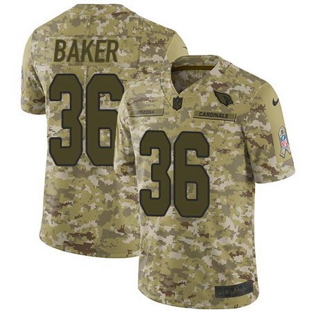 Nike Cardinals #36 Budda Baker Camo Mens Stitched NFL Limited 2018 Salute to Service Jersey