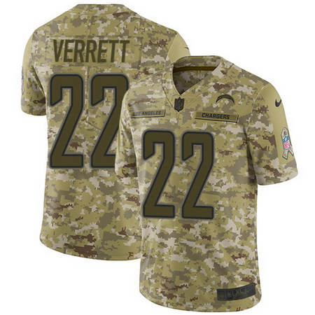 Nike Chargers #22 Jason Verrett Camo Mens Stitched NFL Limited 2018 Salute To Service Jersey