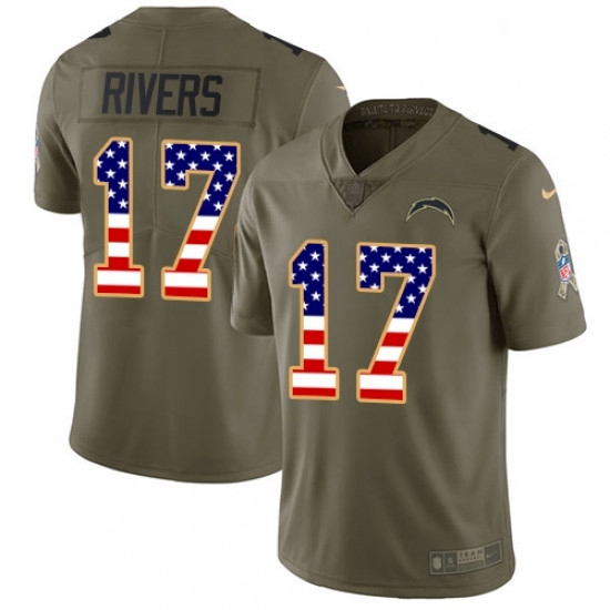 Youth Nike Los Angeles Chargers 17 Philip Rivers Limited OliveUSA Flag 2017 Salute to Service NFL Je