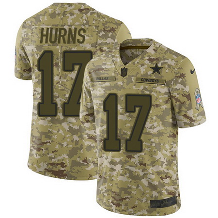 Nike Cowboys #17 Allen Hurns Camo Mens Stitched NFL Limited 2018 Salute To Service Jersey