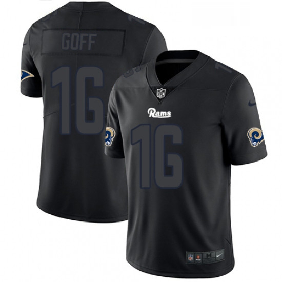 Men Nike Los Angeles Rams 16 Jared Goff Limited Black Rush Impact NFL Jersey