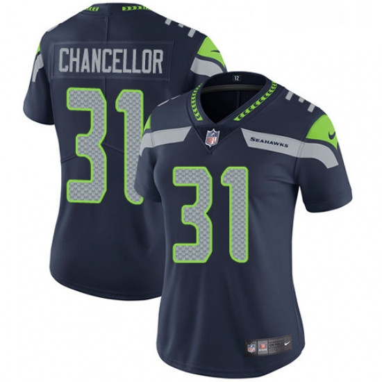 Womens Nike Seattle Seahawks 31 Kam Chancellor Steel Blue Team Color Vapor Untouchable Limited Playe