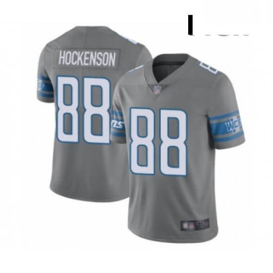 Men Detroit Lions 88 TJ Hockenson Limited Steel Rush Vapor Untouchable Football Jersey