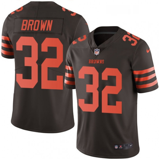 Mens Nike Cleveland Browns 32 Jim Brown Elite Brown Rush Vapor Untouchable NFL Jersey