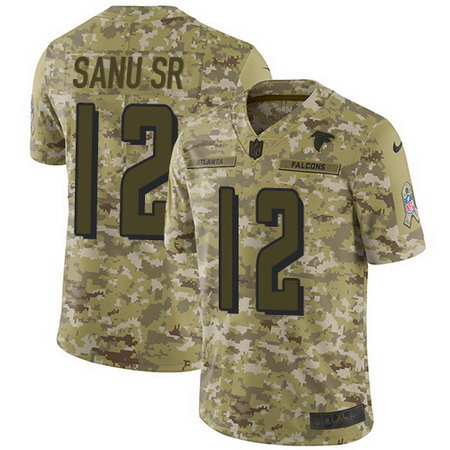 Nike Falcons #12 Mohamed Sanu Sr Camo Mens Stitched NFL Limited 2018 Salute To Service Jersey