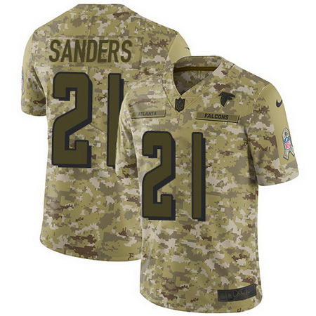 Nike Falcons #21 Deion Sanders Camo Mens Stitched NFL Limited 2018 Salute To Service Jersey