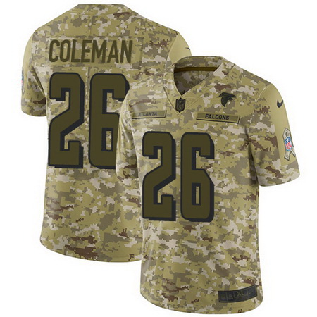 Nike Falcons #26 Tevin Coleman Camo Mens Stitched NFL Limited 2018 Salute To Service Jersey