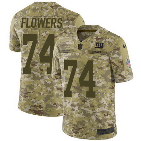 Nike Giants #74 Ereck Flowers Camo Mens Stitched NFL Limited 2018 Salute To Service Jersey