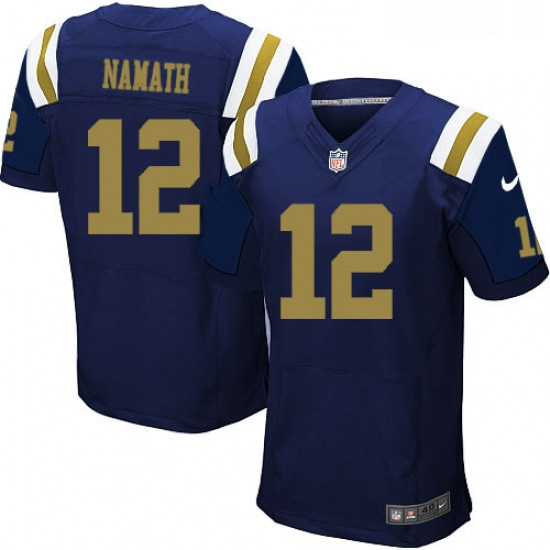 Mens Nike New York Jets 12 Joe Namath Elite Navy Blue Alternate NFL Jersey