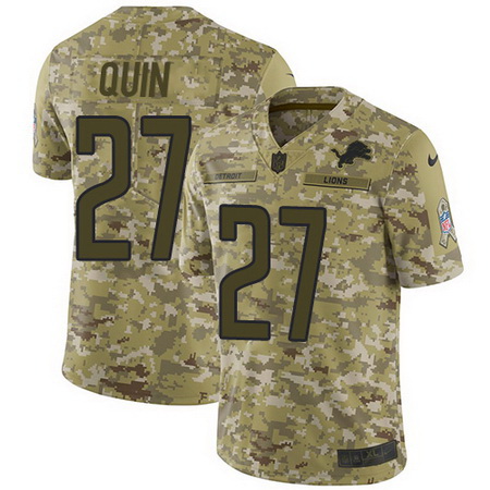 Nike Lions #27 Glover Quin Camo Mens Stitched NFL Limited 2018 Salute To Service Jersey