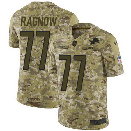 Nike Lions #77 Frank Ragnow Camo Mens Stitched NFL Limited 2018 Salute To Service Jersey