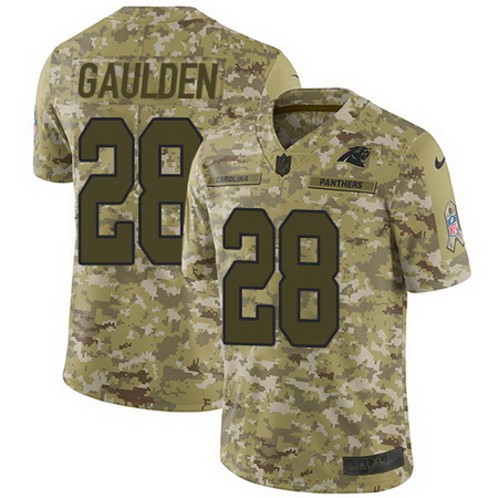 Nike Panthers #28 Rashaan Gaulden Camo Mens Stitched NFL Limited 2018 Salute To Service Jersey