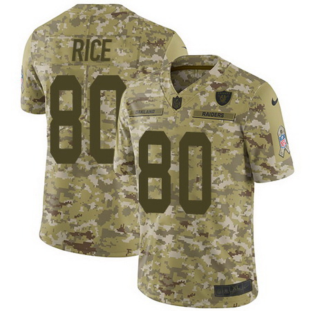 Nike Raiders #80 Jerry Rice Camo Mens Stitched NFL Limited 2018 Salute To Service Jersey