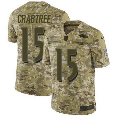 Nike Ravens #15 Michael Crabtree Camo Mens Stitched NFL Limited 2018 Salute To Service Jersey