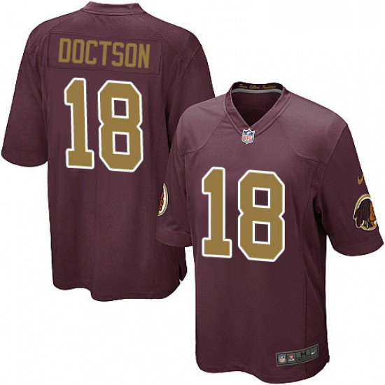 Mens Nike Washington Redskins 18 Josh Doctson Game Burgundy RedGold Number Alternate 80TH Anniversar