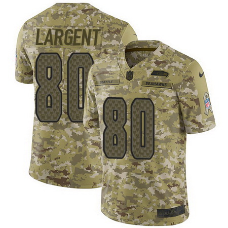 Nike Seahawks #80 Steve Largent Camo Mens Stitched NFL Limited 2018 Salute To Service Jersey