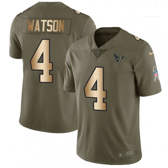 Youth Nike Houston Texans 4 Deshaun Watson Limited OliveGold 2017 Salute to Service NFL Jersey