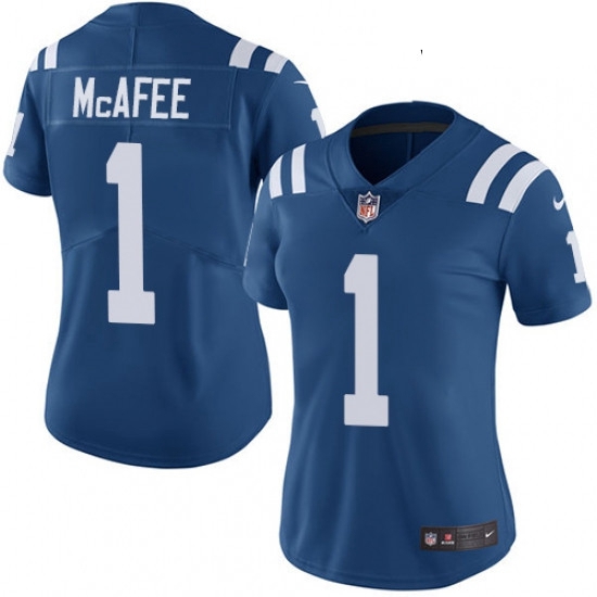 Womens Nike Indianapolis Colts 1 Pat McAfee Royal Blue Team Color Vapor Untouchable Limited Player N