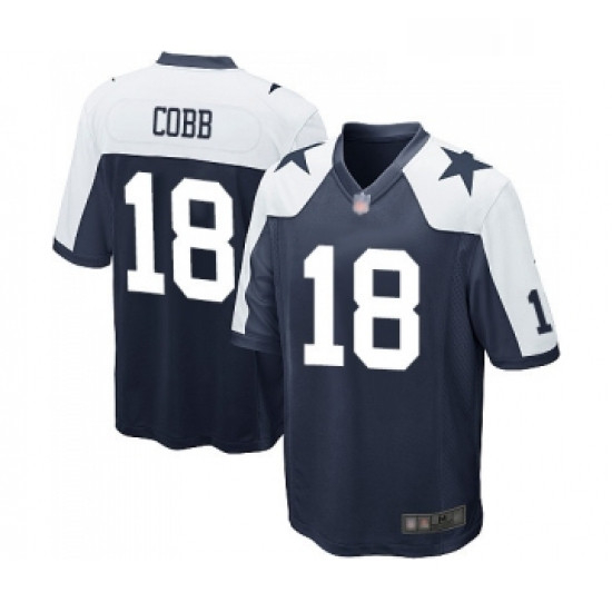 Mens Dallas Cowboys 18 Randall Cobb Game Navy Blue Throwback Alternate Football Jerse