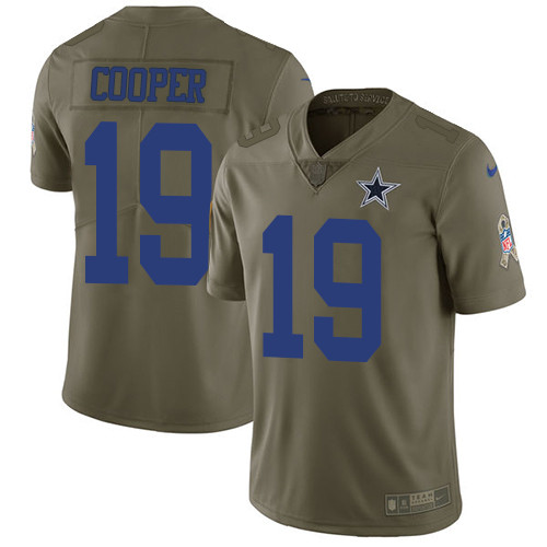 Nike Cowboys #19 Amari Cooper Olive Men Stitched NFL Limited 2017 Salute To Service Jersey