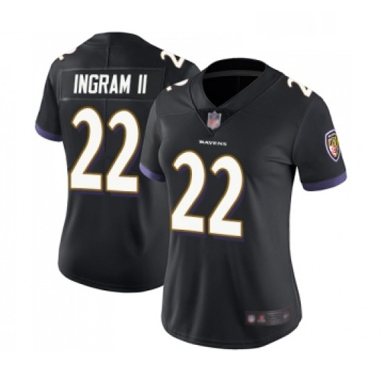 Womens Baltimore Ravens 22 Mark Ingram II Black Alternate Vapor Untouchable Limited Player Football 