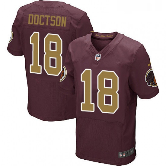 Mens Nike Washington Redskins 18 Josh Doctson Elite Burgundy RedGold Number Alternate 80TH Anniversa