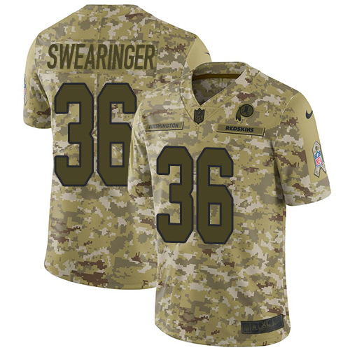 Nike Redskins #36 D J  Swearinger Camo Men Stitched NFL Limited 2018 Salute To Service Jersey