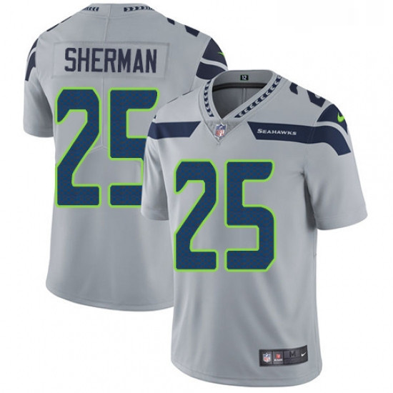 Mens Nike Seattle Seahawks 25 Richard Sherman Grey Alternate Vapor Untouchable Limited Player NFL Je