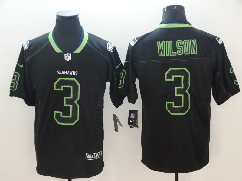 Nike Seahawks 3 Russell Wilson Black Shadow Legend Limited Jersey